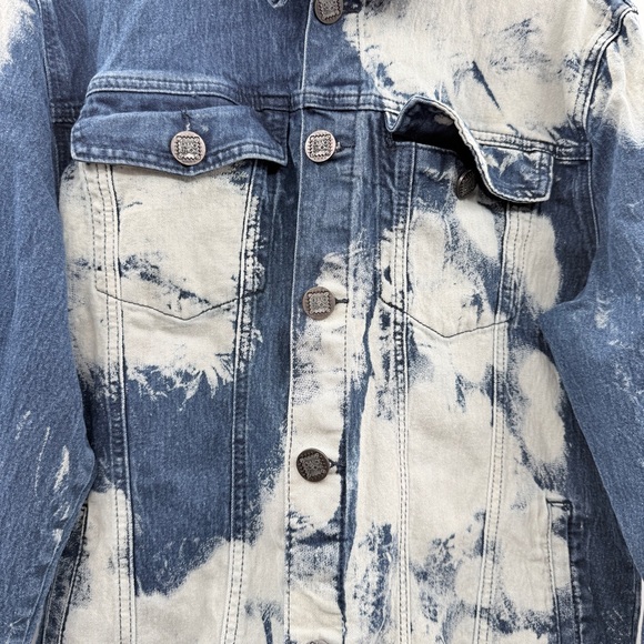 Demolition Paint Splatter Bleached Denim Jacket Unisex‎ Size Large Streetwear - Picture 2 of 8
